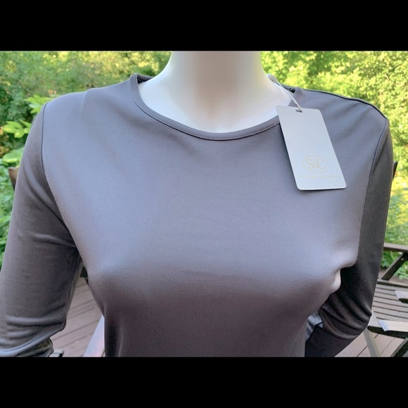 Silk & Cashmere Smokey Gray Woman Top Silk & Viscose blend long sleeves Size L - Picture 3 of 16